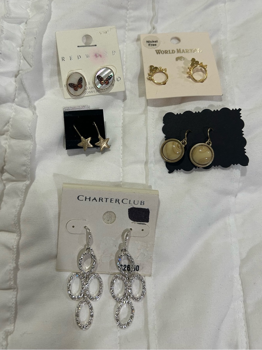 5 pairs of earrings - including dangle and dainty - great for any occasion!
